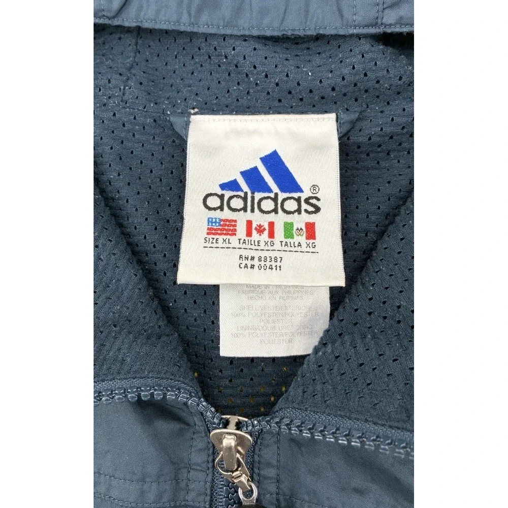 VNTG 90's Adidas Colorblock Windbreaker Jacket Men's‎ XL Navy Yellow Hooded Zip